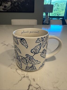Threshold White Mug with Blue Leaf Motif